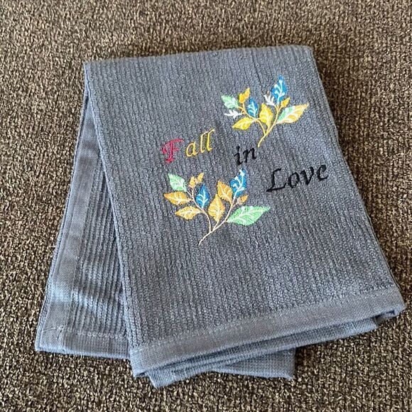 Custom Embroidered Cotton Barmop (2) Towels  “Happy Fall Y’all” “Fall in Love” - Picture 4 of 14
